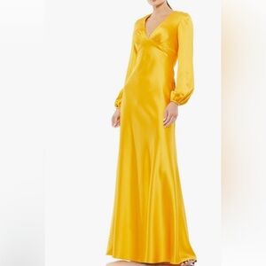Mac Duggal Vibrant Yellow Long Sleeve Gown